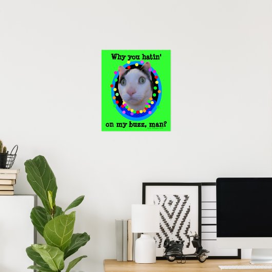 Hippie Psychedelic Rainbow Buzz Cat Poster (Heimbüro)