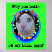 Hippie Psychedelic Rainbow Buzz Cat Poster (Vorne)