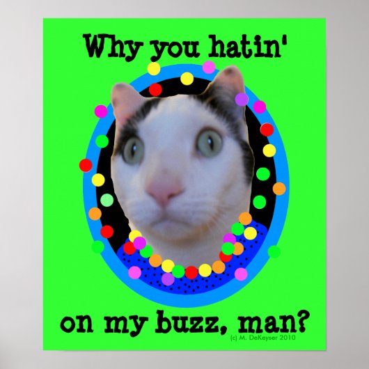 Hippie Psychedelic Rainbow Buzz Cat Poster (Vorne)