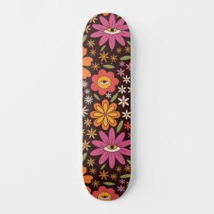 Hippie-Psychedelische-70er-Groovy-Blumen-Augen-Mus Skateboard
