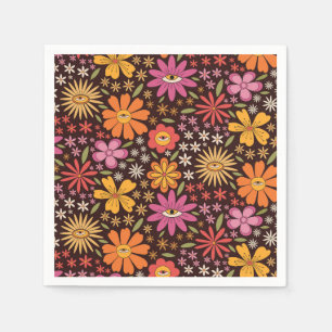 Hippie-Psychedelisches-70er-Jahre-Groovy-Blumen-Au Serviette