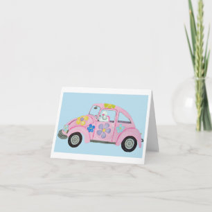Hippie-Pudel im Flower-Child-Liebesauto Einladung