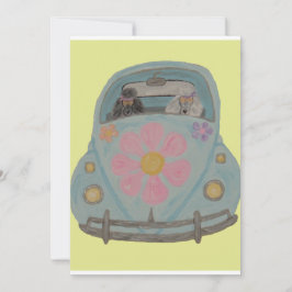 Hippie-Pudel in ihrem Flower-Child-Liebesauto Einladung