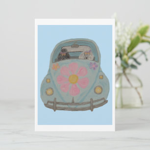 Hippie-Pudel in ihrem Flower-Child-Liebesauto Einladung