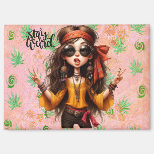 Hippie Quirky Bleibe Weird Magnet