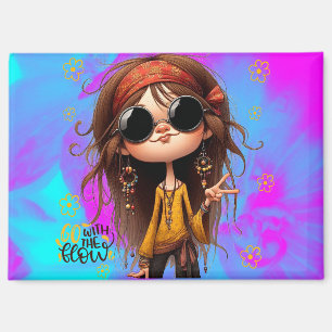 Hippie Quirky Girl Flow Magnet