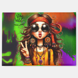 Hippie Quirky Girl Moon Child Magnet