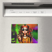 Hippie Quirky Girl Moon Child Magnet (In Situ (Geschirrspüler))