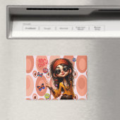 Hippie Quirky Girl Vibe Karo Magnet (In Situ (Geschirrspüler))