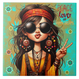 Hippie Quirky Keramik & Liebe Tile Fliese