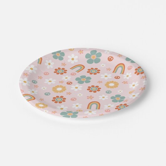 Hippie Rainbow Groovy Birthday Paper Teller (Schrägansicht)