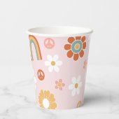 Hippie Rainbow Groovy Birthday Pappbecher (Rückseite)