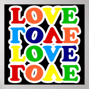 Hippie Rainbow Liebe Valentinstag Poster