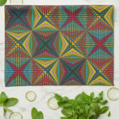 Hippie Red Blue Yellow Green Trippy Trippy Earthy Geschirrtuch (Gefaltet)