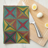 Hippie Red Blue Yellow Green Trippy Trippy Earthy Geschirrtuch (Viertel Falte)