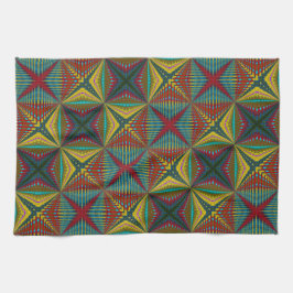 Hippie Red Blue Yellow Green Trippy Trippy Earthy Geschirrtuch