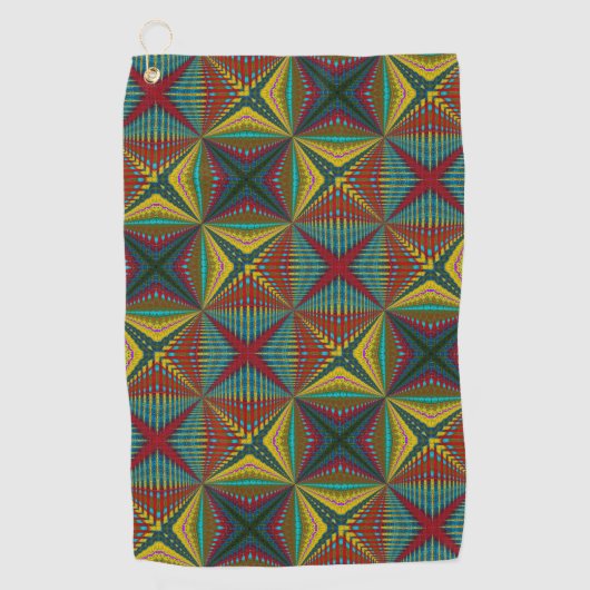 Hippie Red Blue Yellow Green Trippy Trippy Earthy Golfhandtuch (Vorderseite)