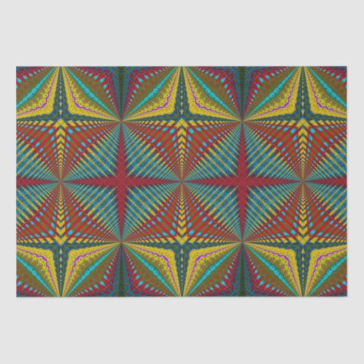 Hippie Red Blue Yellow Green Trippy Trippy Earthy Seidenpapier (Vorderseite)