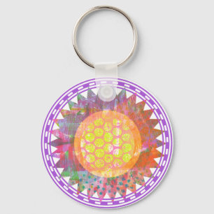 Hippie-Regenbogen-Sonnenblume Schlüsselanhänger