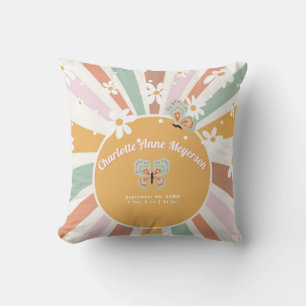 Hippie Retro 70er Sonnenschein Daisy Baby Geburtss Kissen