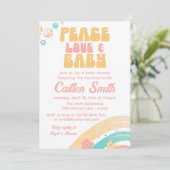 Hippie Retro Babydusche Groovy Pastels Peace Liebe Einladung (Stehend Vorderseite)
