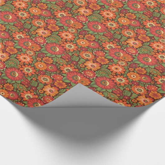 Hippie Retro Blume Geschenkpapier (Ecke)