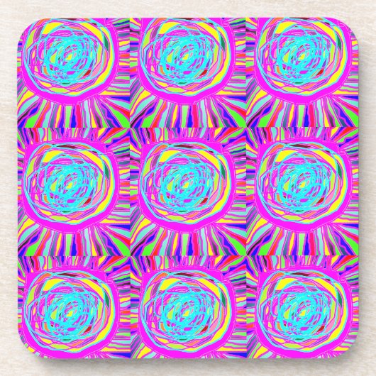 Hippie Retro erfrischt abstrakte Kunst Getränkeuntersetzer (Vorderseite)