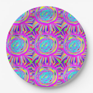 Hippie Retro erfrischt abstrakte Kunst Pappteller