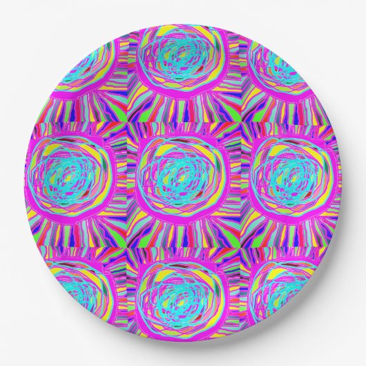 Hippie Retro erfrischt abstrakte Kunst Pappteller (Vorderseite)