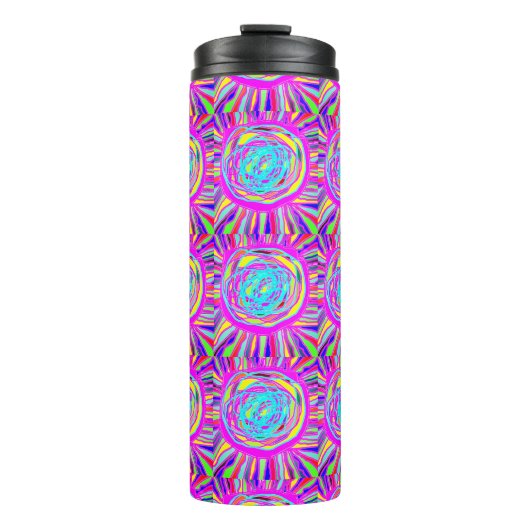 Hippie Retro erfrischt abstrakte Kunst Thermosbecher (Vorderseite)