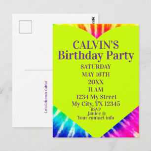 Hippie Retro Farbige Stimmung Neon Geburtstag Postkarte