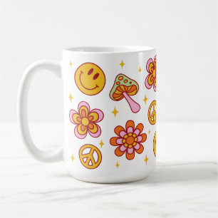 Hippie Retro Glückliches Lächeln Gesicht Friedensd Kaffeetasse
