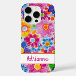 Hippie Retro Groovy Florales Personalisiert iPhone 16 Pro Hülle