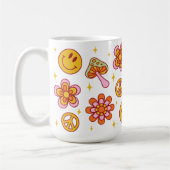 Hippie Retro Happy Smile Face Peace Design Tasse (Links)