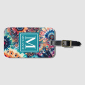 Hippie Retro Krawatte-Dye Mit Monogramm Gepäckanhänger (Vorderseite (Horizontal))