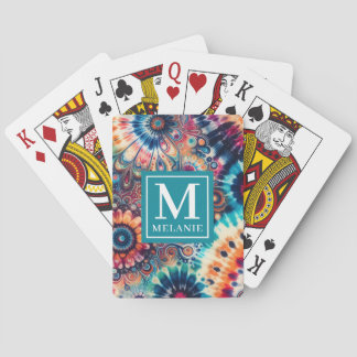 Hippie Retro Krawatte-Dye Mit Monogramm Spielkarten