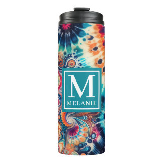Hippie Retro Krawatte-Dye Mit Monogramm Thermosbecher