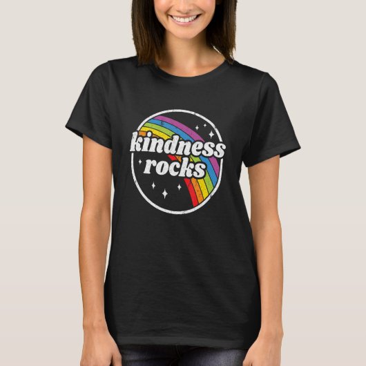 Hippie Retro Lehrer Anti Bullying Rainbow Kindnes T-Shirt (Vorderseite)