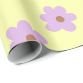 Hippie Retro Lila Gelbe Blume Y2K Muster Geschenkpapier (Rolleneckpunkt)