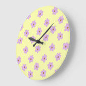 Hippie Retro Lila Gelbe Blume Y2K Muster Große Wanduhr (Winkel)