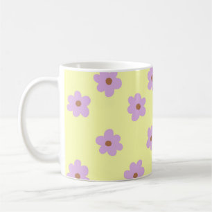 Hippie Retro Lila Gelbe Blume Y2K Muster Kaffeetasse