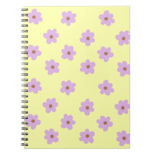 Hippie Retro Lila Gelbe Blume Y2K Muster Notizblock