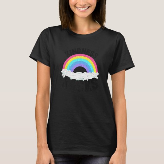 Hippie Retro Teacher Anti Bullying Rainbow Kindnes T-Shirt (Vorderseite)