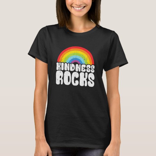 Hippie Retro Teacher Anti Bullying Rainbow Kindnes T-Shirt (Vorderseite)