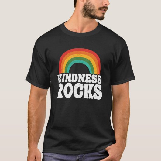 Hippie Retro Teacher Anti Bullying Rainbow Kindnes T-Shirt (Vorderseite)