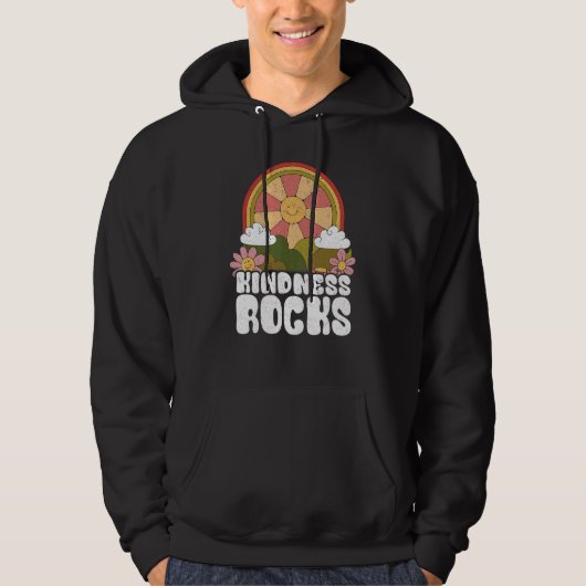 Hippie Retro Teacher Rainbow Kindness Rocks Earth  Hoodie (Vorderseite)