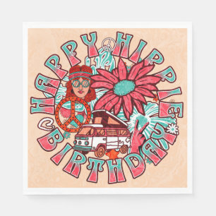 Hippie Retro Vintag Colors Geburtstag Serviette