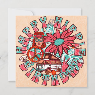 Hippie Retro Vintage Farben Geburtstagseinladung Einladung