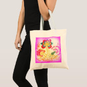 Hippie-Rosa-Palme-Tasche Tragetasche (Vorderseite (Produkt))