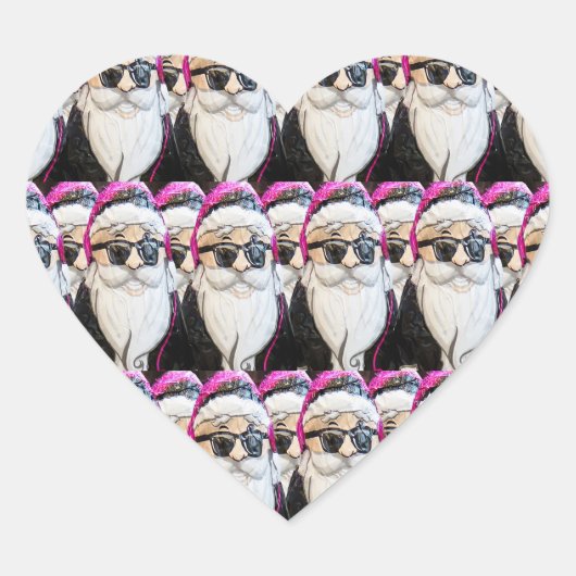 Hippie Santa-Aufkleber Herz-Aufkleber (Vorderseite)